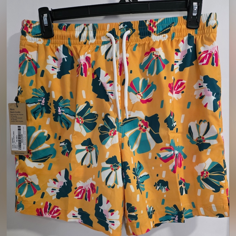 Degappe Mens Swim Trunks, Yellow, Size L